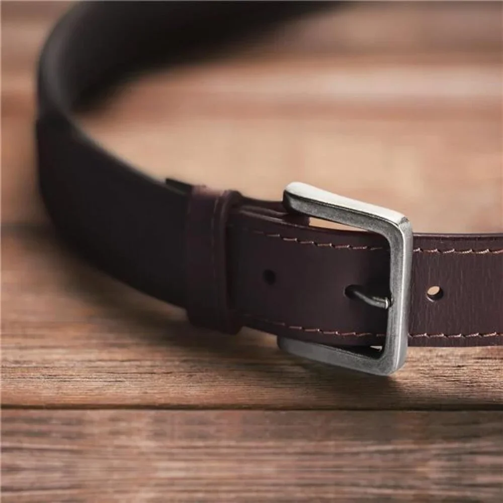 Mens Leather Belt Brown Casual Dress Jeans Rugged Classic Everyday Style
